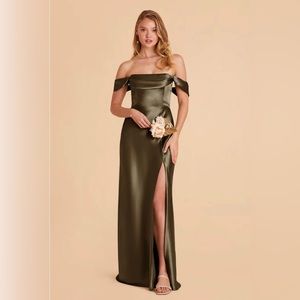 Birdy Grey - Mia Convertible Dress, Shiny Satin Olive